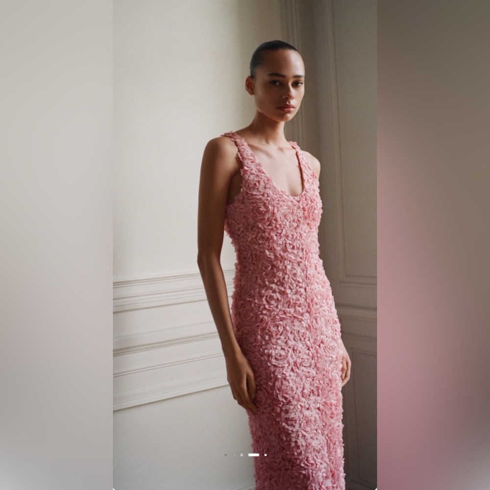 Mango Pink Tulle Dress with Embroidered  Flower NWT